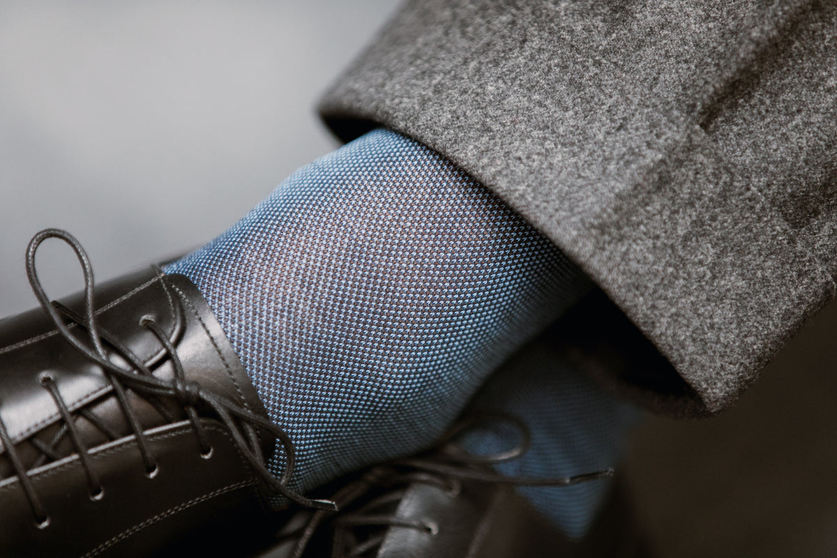 Socken | Marineblau & Himmelblau - Kaviar-Muster - Fil d'Écosse Baumwolle