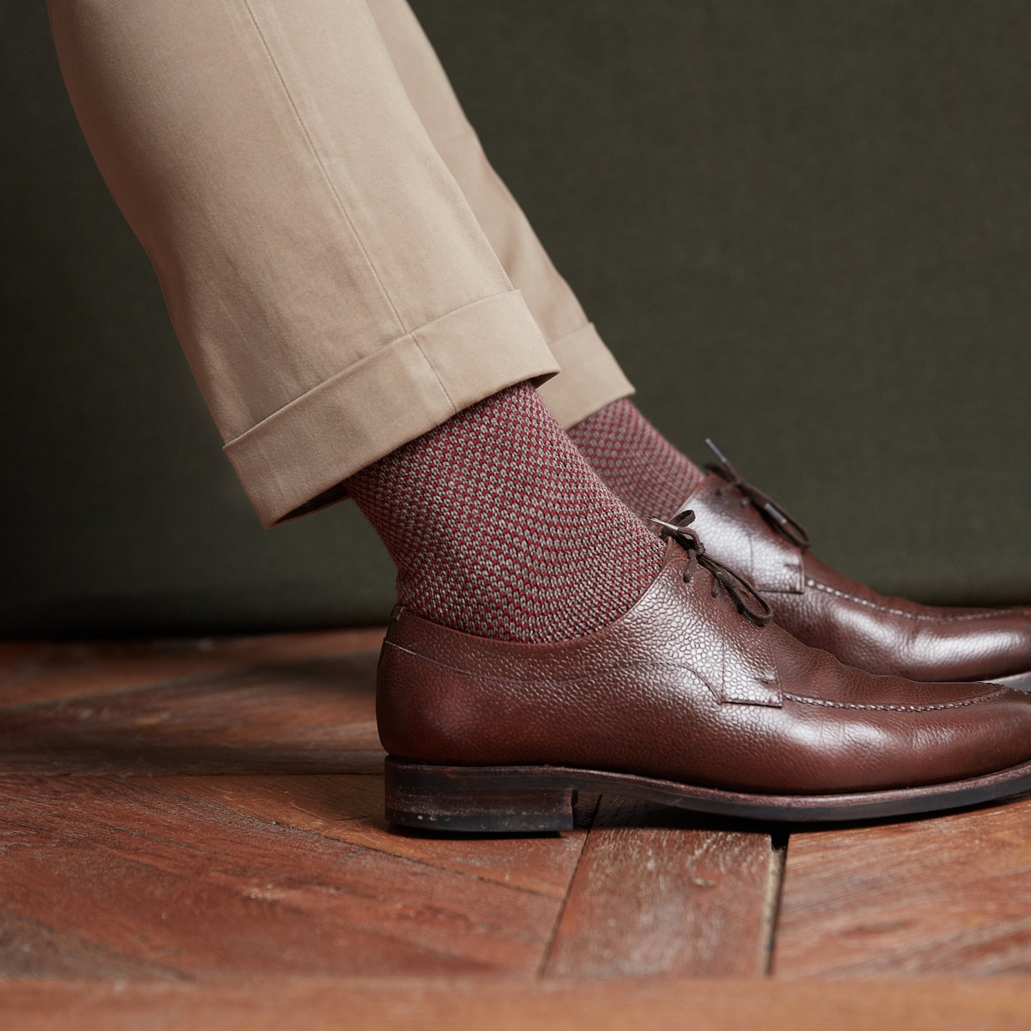 Taupe & bordeaux - Bison-Serie Kaviar - Wolle
