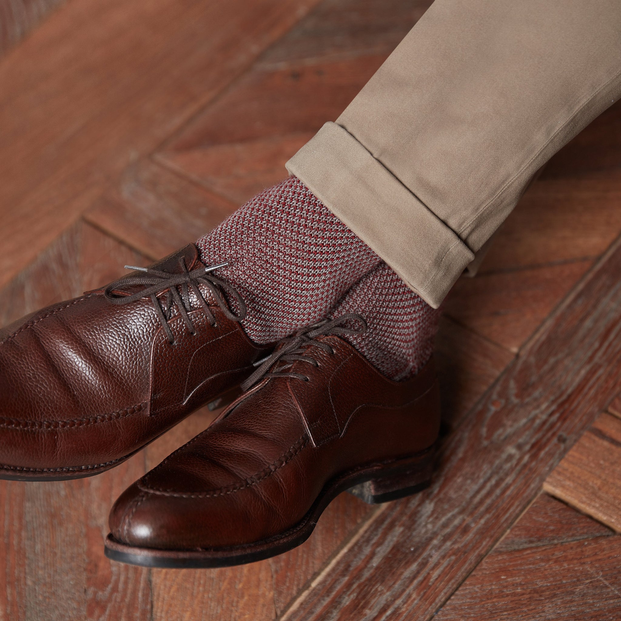 Taupe & bordeaux - Bison-Serie Kaviar - Wolle