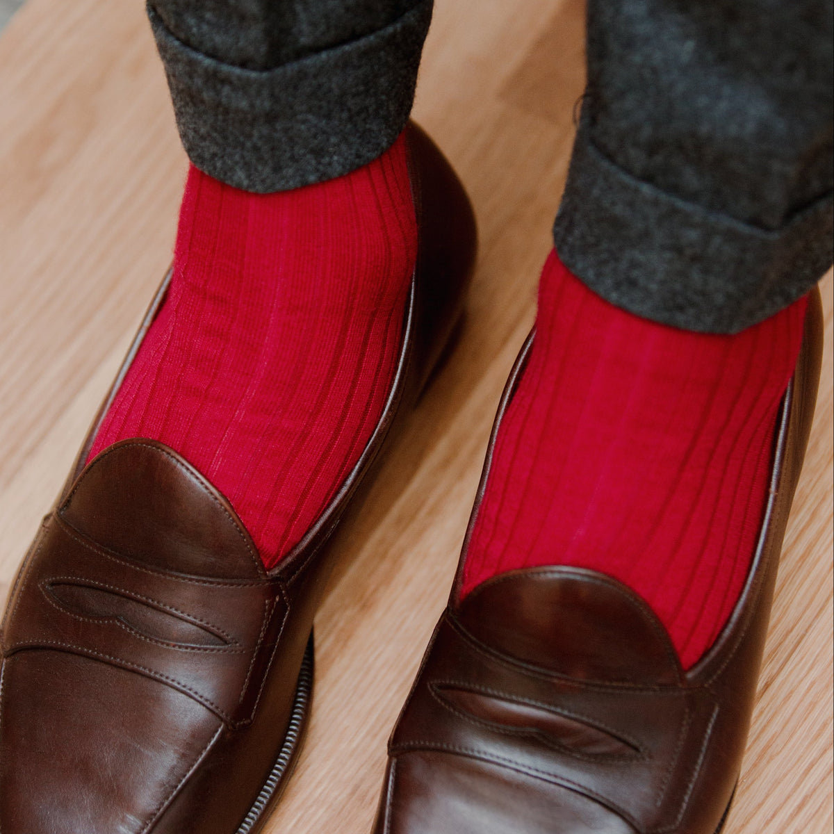 Kniestrümpfe | Himbeerrot – Kaschmir & Seide