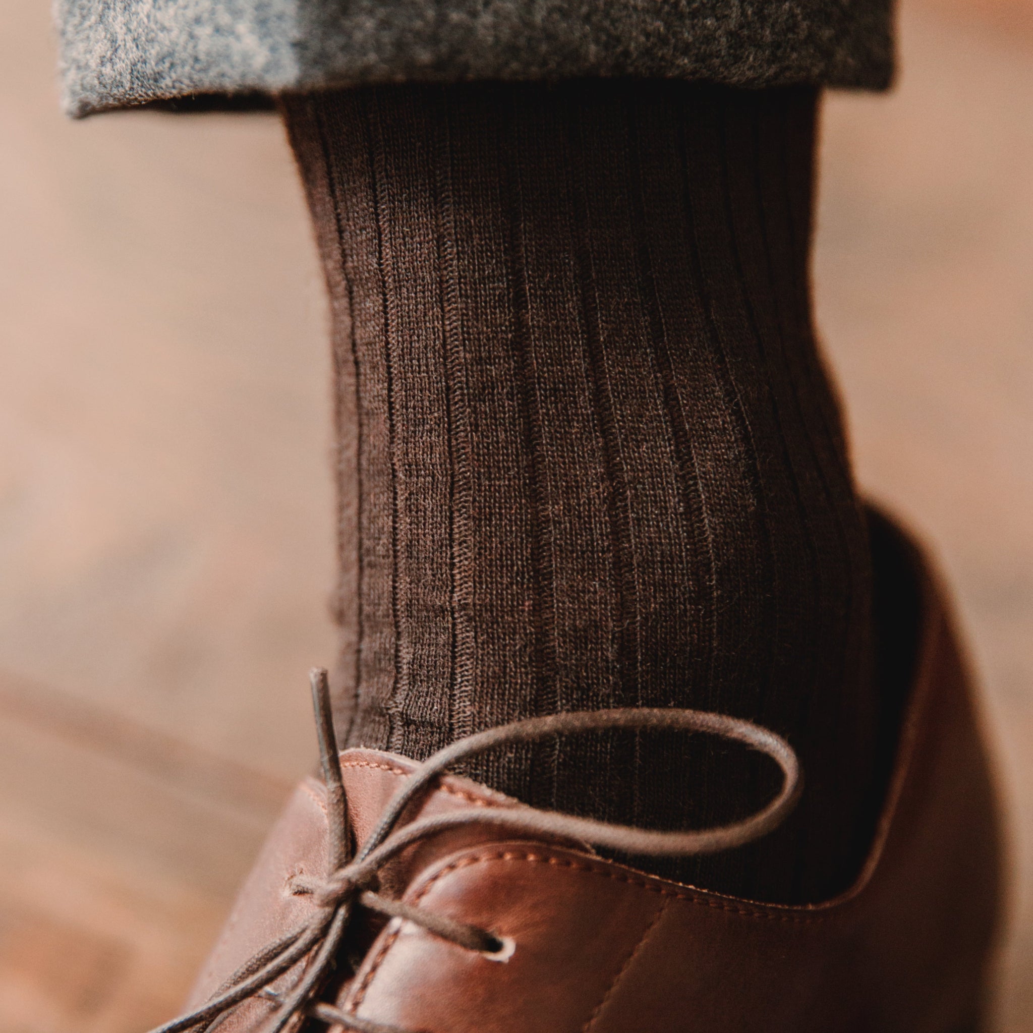 Warm brown socks for men - Merino wool - Mazarin