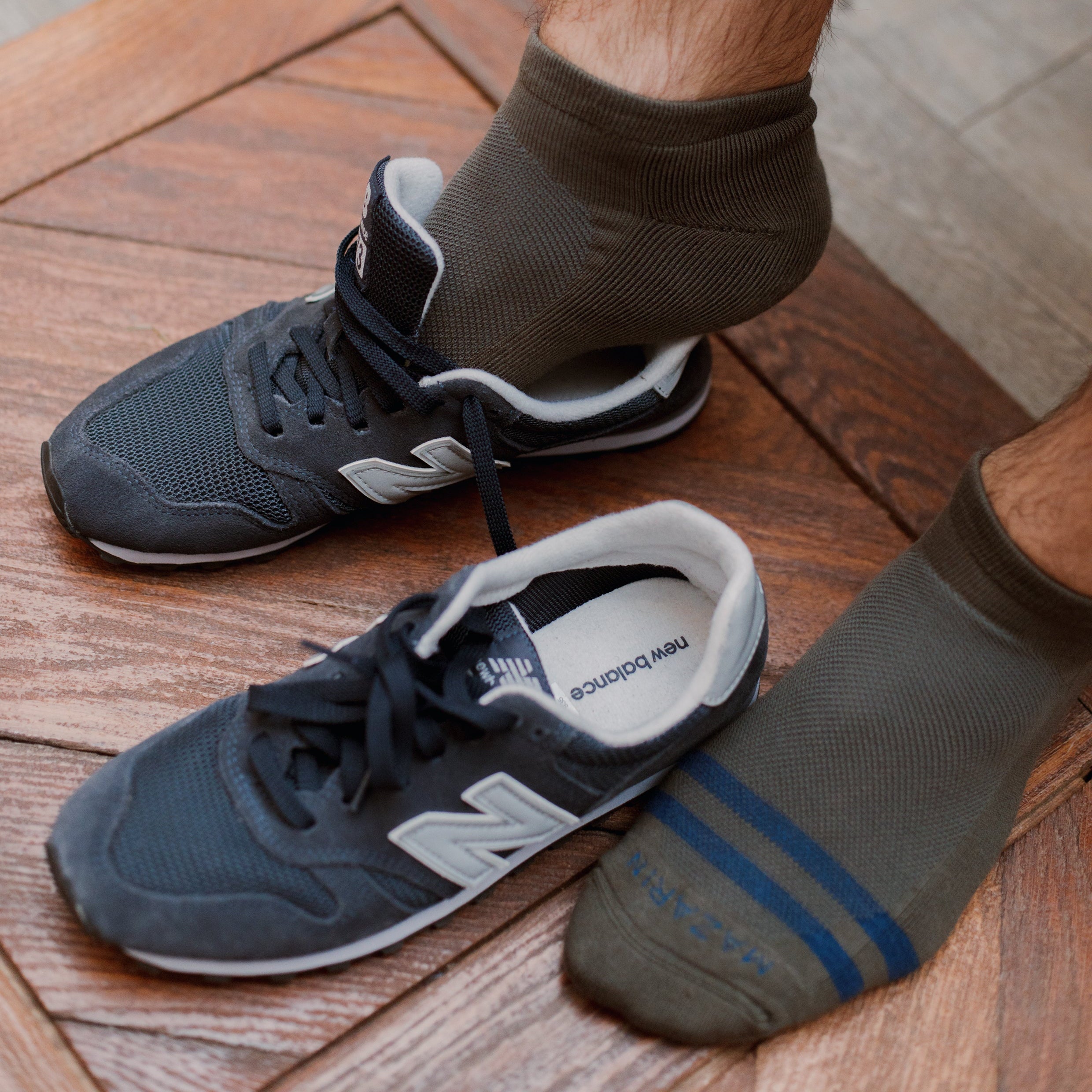 Khaki & Vintage Blau - Sport Knöchel - Baumwolle